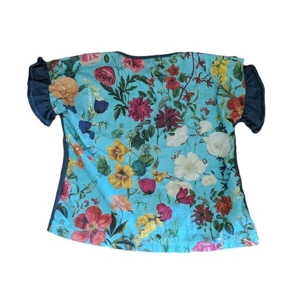 FABULA Girls Size 4 Floral Ruffle Sleeve Toddler Top Tee Shirt L - Picture 2 of 4
